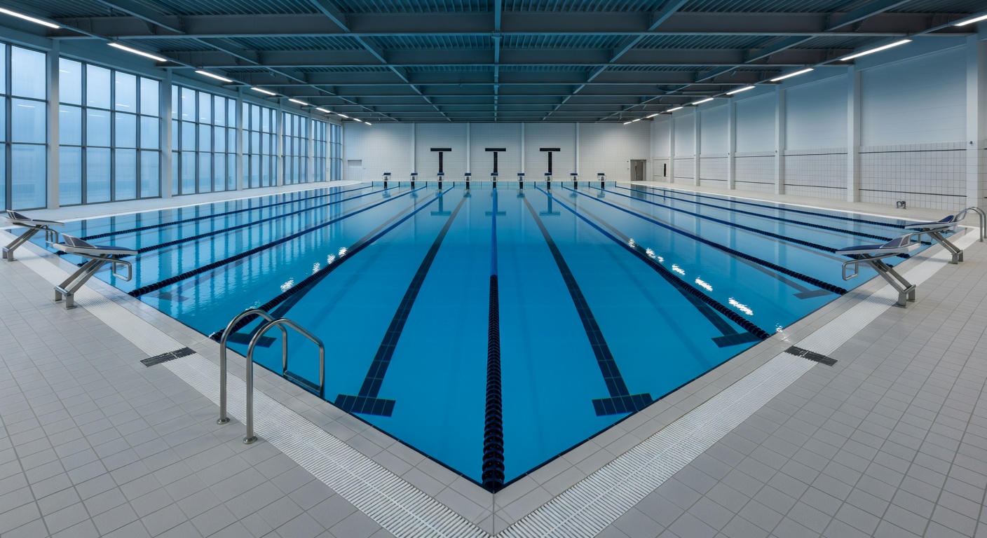 Professional 50-meter Olympic swimming pool indoors