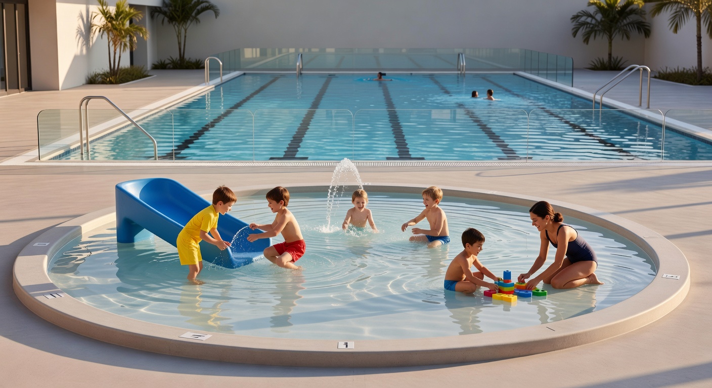 Warm shallow kids and family aquatic area